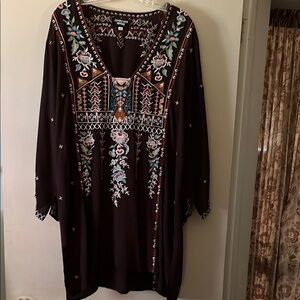 Johnny Was Black Graphic Embellished Tunic